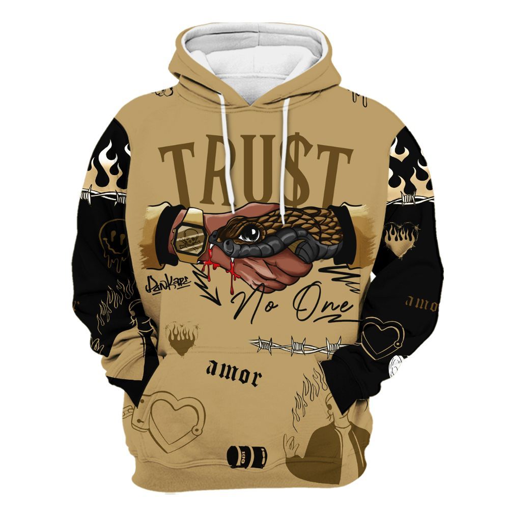 Hoodie To Match High OG Black Metallic Gold 1s - Snake Trust No One All Over Print