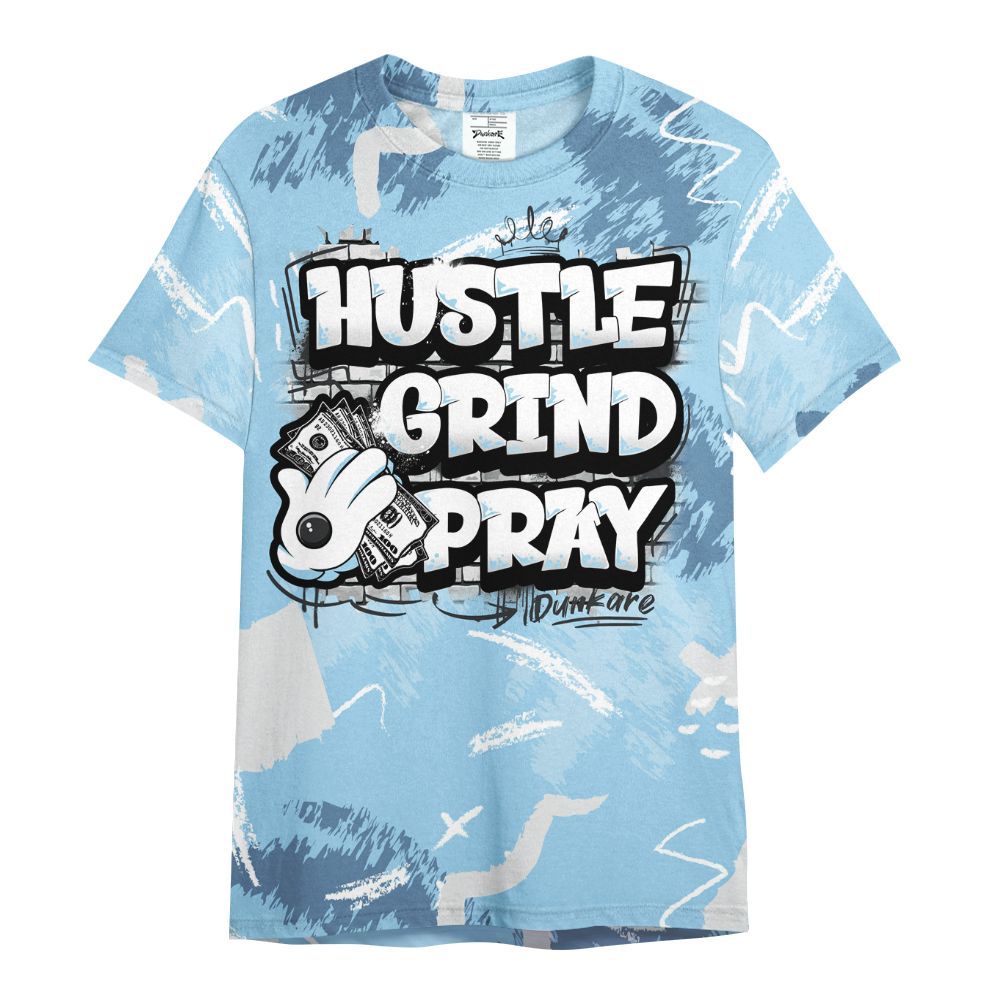 Shirt To Match Legend Blue 11s - Hustle Grind Pray Retro All Over Print