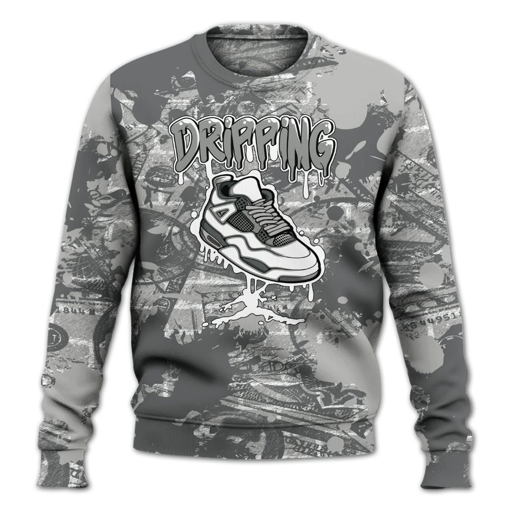 Sweatshirt To Match Retro Wet Cement 4s - Dripping Shoe 4S Graphic Street Art All Over Print