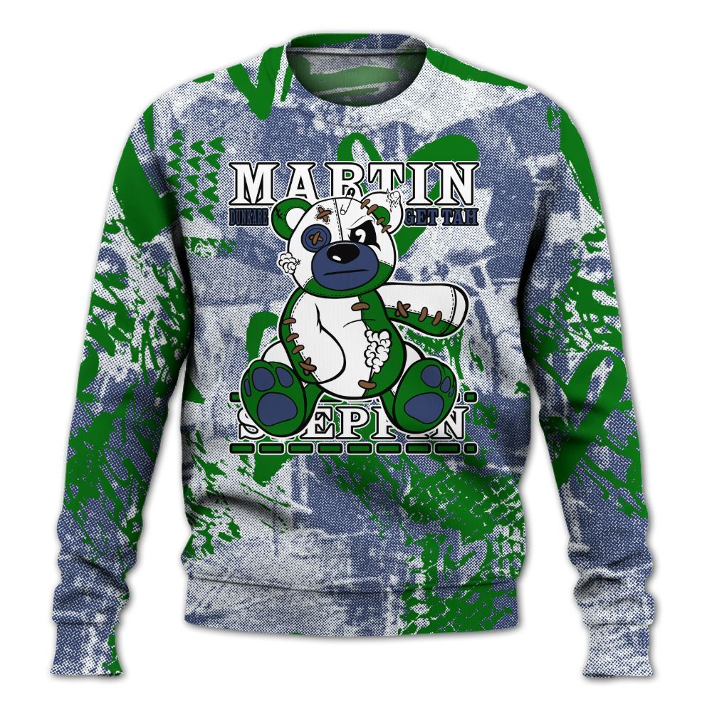 Sweatshirt To Match Midnight Navy 13s - Tah Steppin Bear Heart Grunge All Over Print