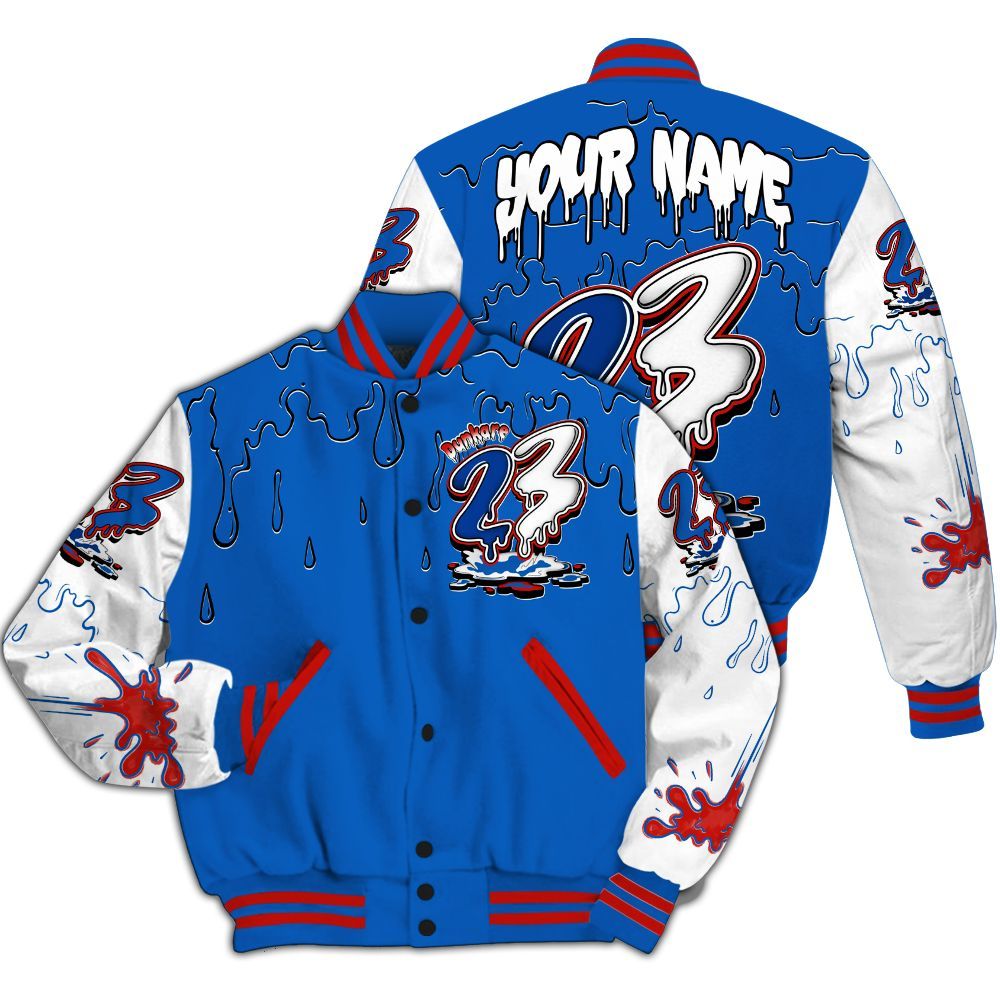 Varsity Jacket To Match Kobe 6 Game Royal - Custom Name 23 Drip Sludges All Over Print