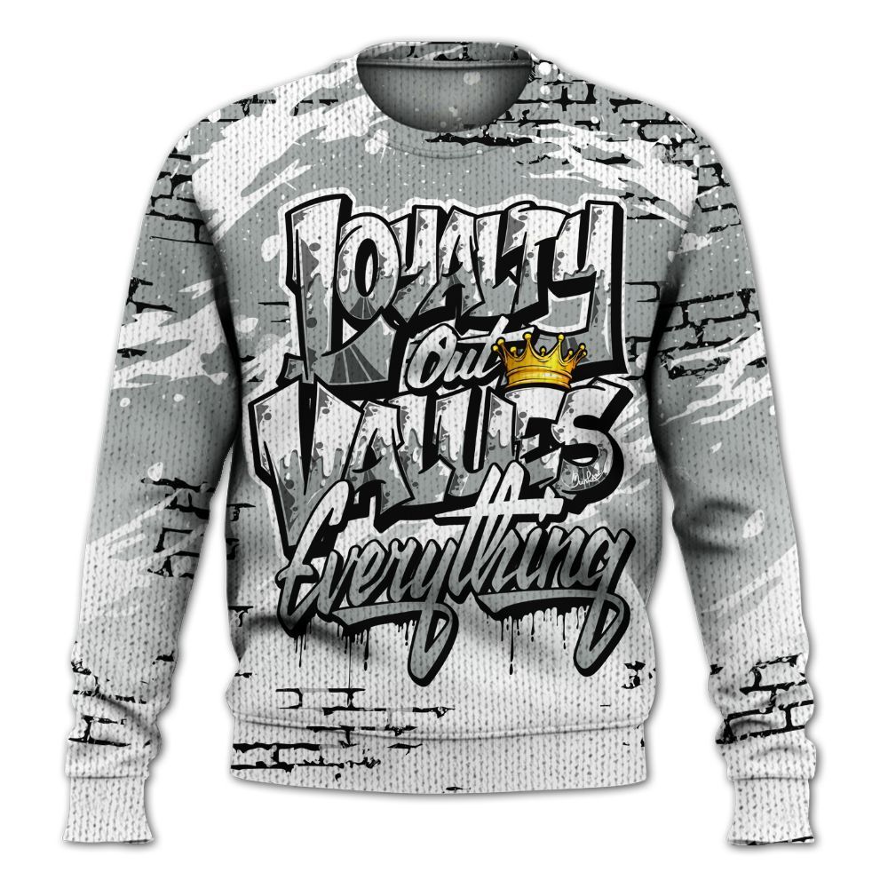 Knitted Sweater To Match Dunk Low White Light Smoke Grey - Values Of Loyalty Drip