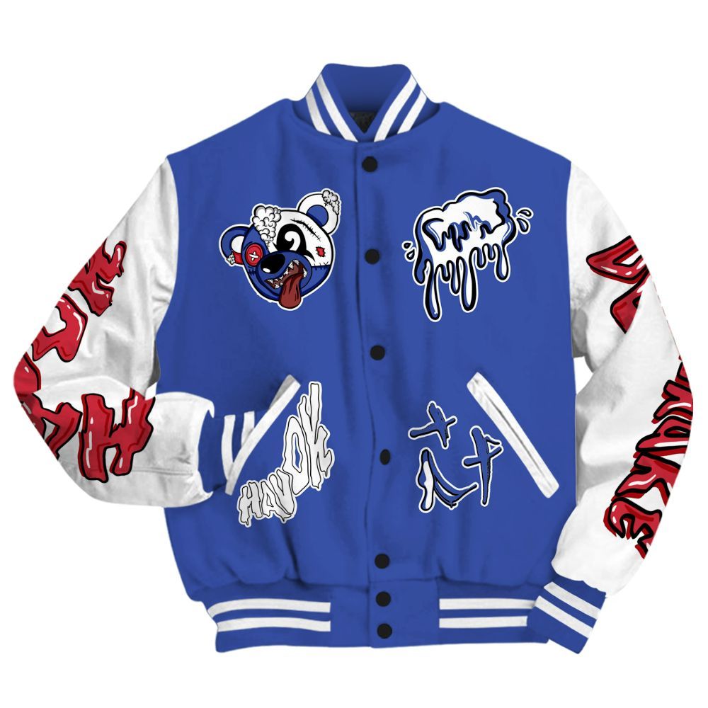 Varsity Jacket To Match Air Griffey Max USA Red White Blue 1s - Havok Bear All Over Print