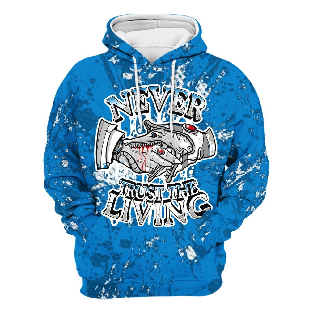 Hoodie To Match Military Blue 4s - Never Trusting Living Graphic Halloween All Over Print