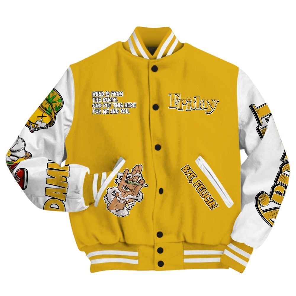 Varsity Jacket To Match Vivid Sulfur 4s - Friday Sneaker Stress Style All Over Print