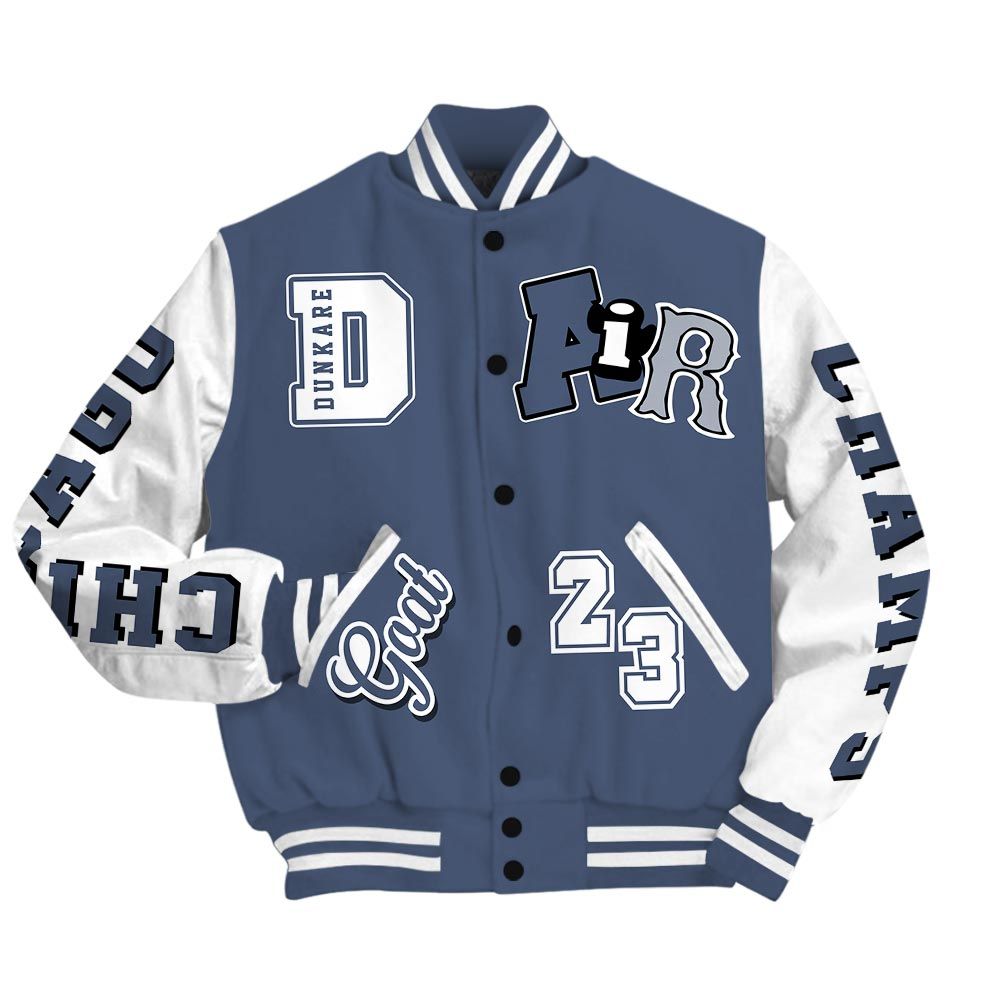 Varsity Jacket To Match Low Diffused Blue 11s Shirt - AIR Number 23 GOAT Baseball Varsity Jacket Unisex Outfit