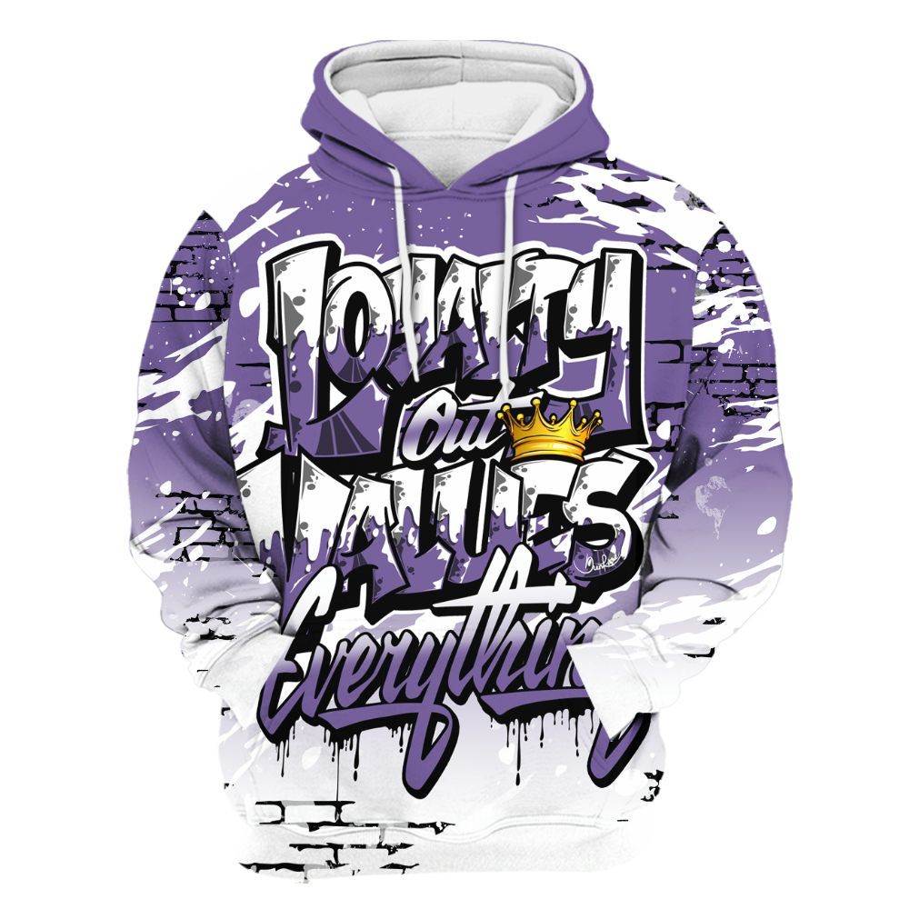 Hoodie To Match Dunk Low Black Raspberry - Values Of Loyalty Drip All Over Print
