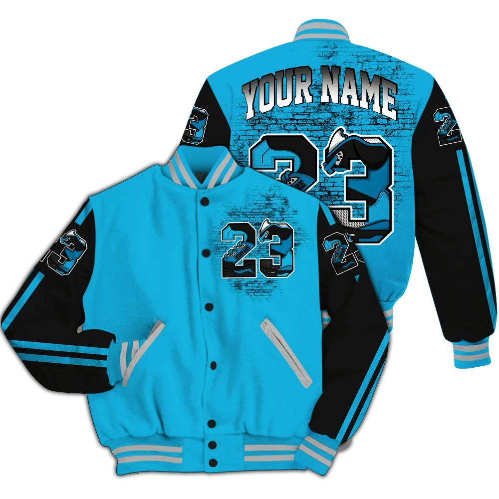 Varsity Jacket To Match Black University Blue 2026 14s - Custom Name Number 23 5s All Over Print