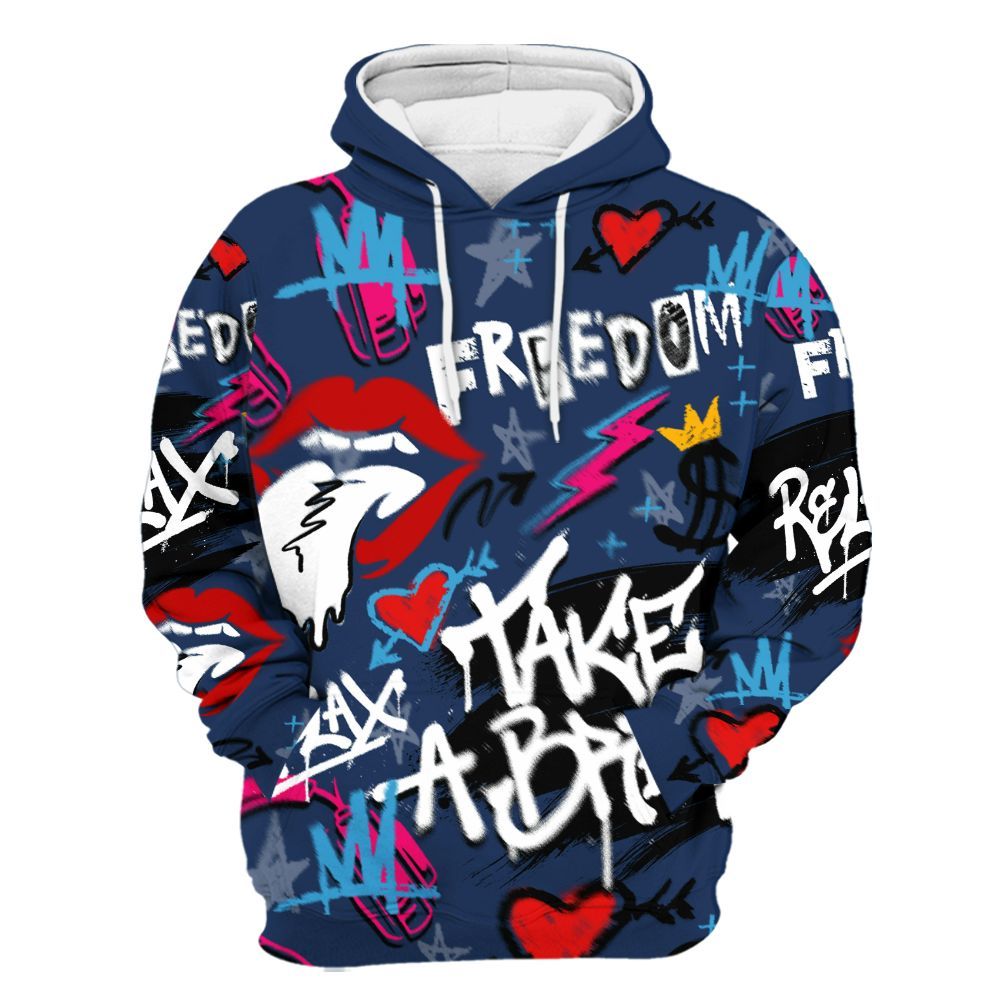 Hoodie To Match Air Max 180 University Blue - Take Break Freedom Graffiti Streetwear All Over Print