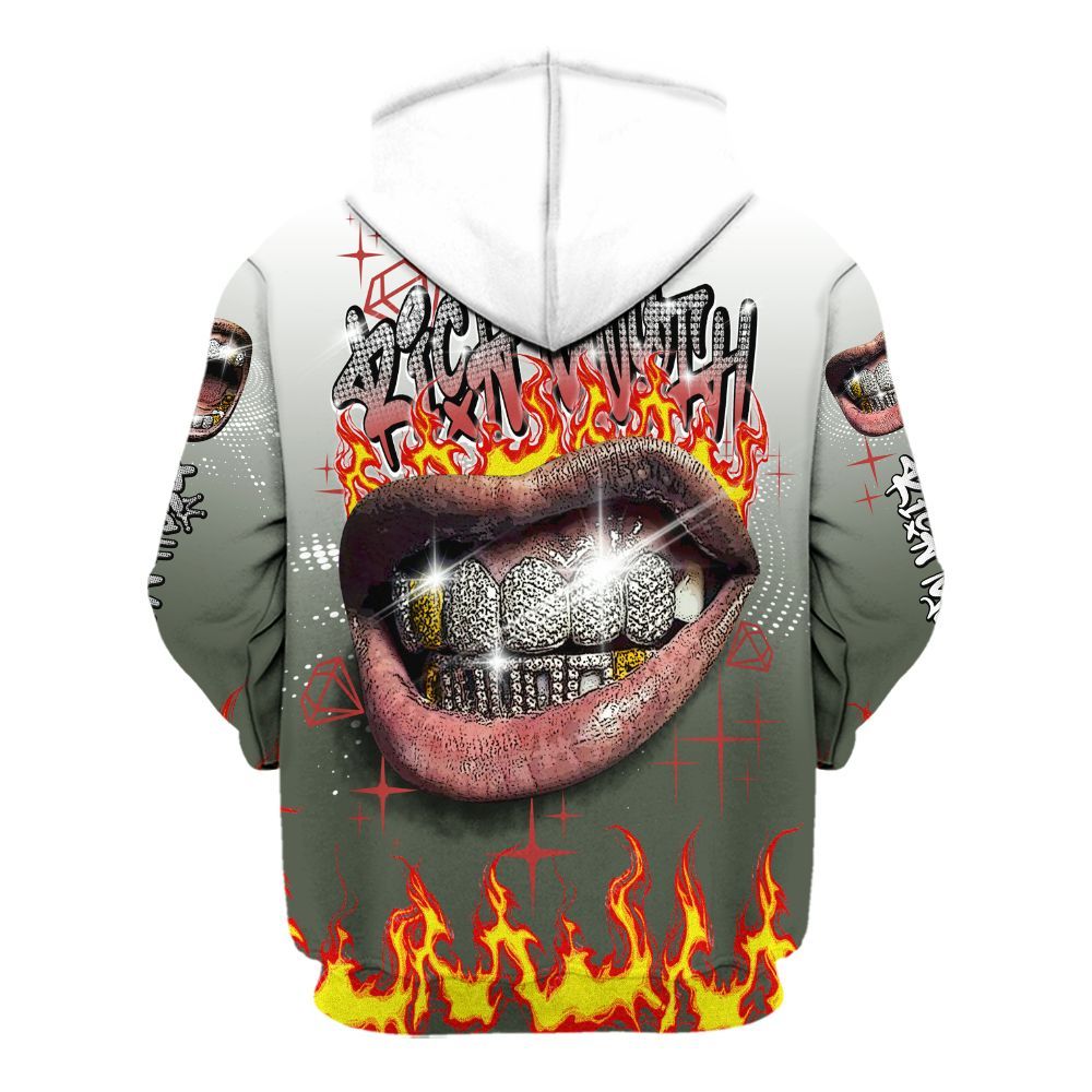Hoodie To Match Air Force 1 Low Year Of The Snake Shirt, Rich Mouth Fire Rap Retro 90s All Over Print
