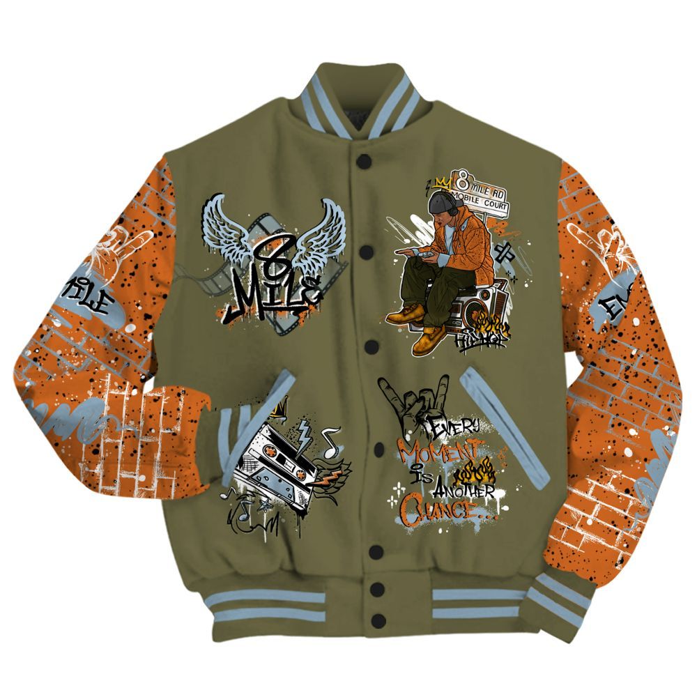 Varsity Jacket To Match Olive 5s - 8Mile Movie Graffiti All Over Print