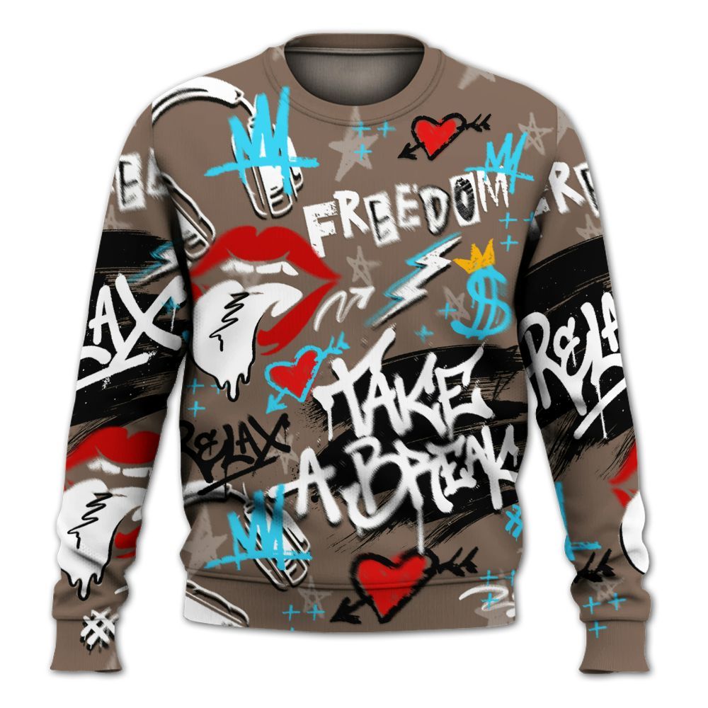 Sweatshirt To Match Olive Concord 9s - Take Break Freedom Graffiti Streetwear All Over Print