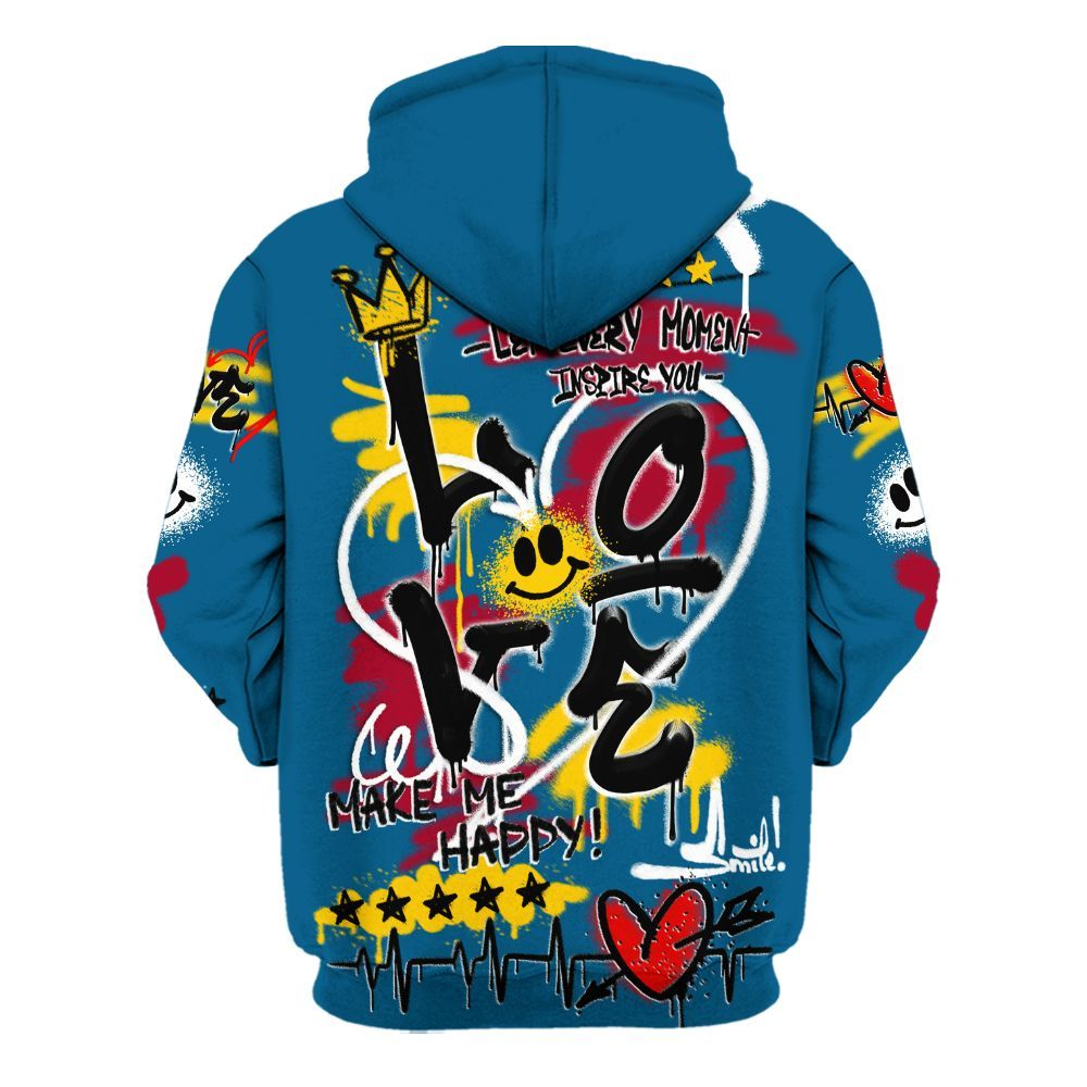 Hoodie To Match GS Messy Room 4s - Happy Love Beats Graffiti Streetwear All Over Print