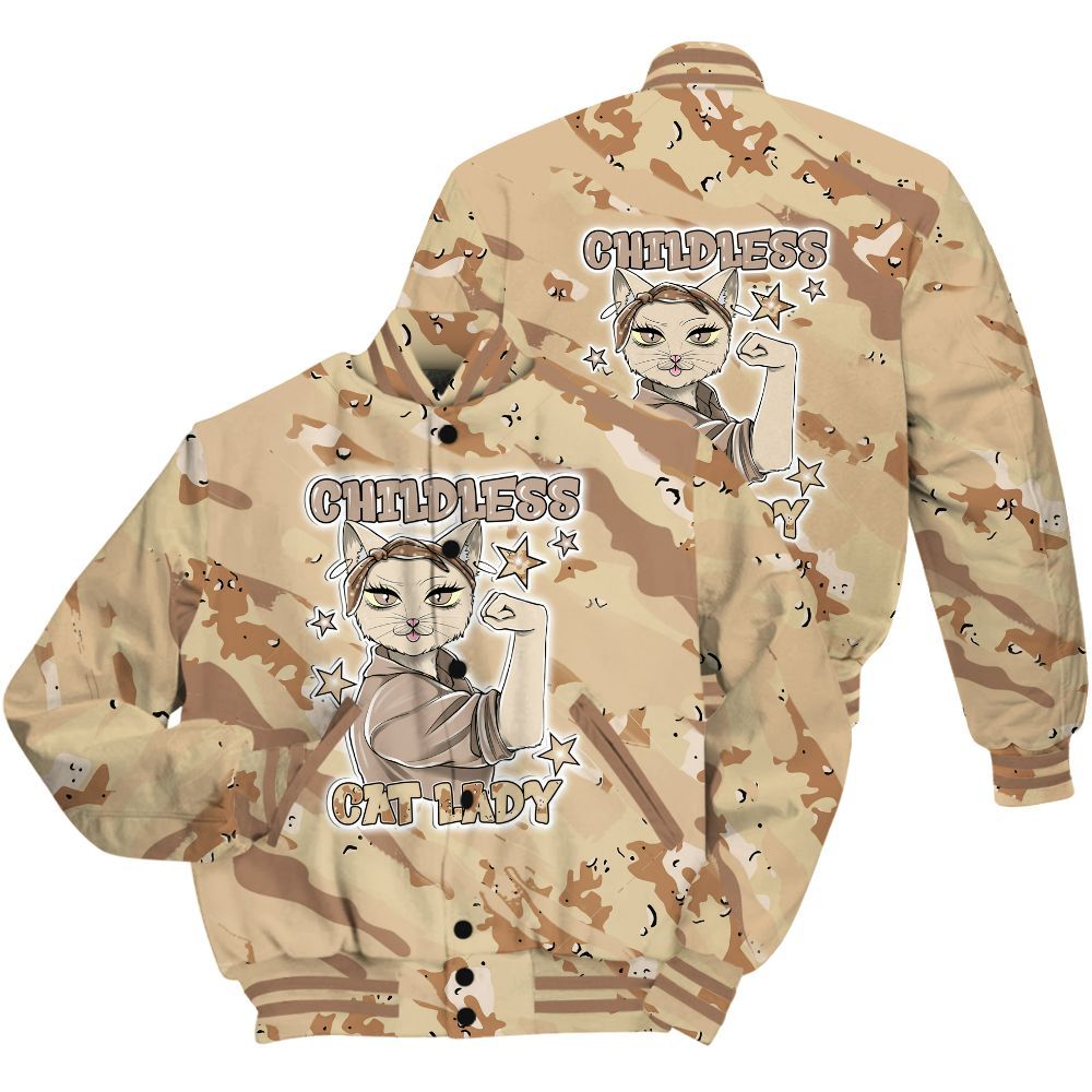 Varsity Jacket To Match Desert Camo 3s Shirt - Childless Kat Lady All Over Print