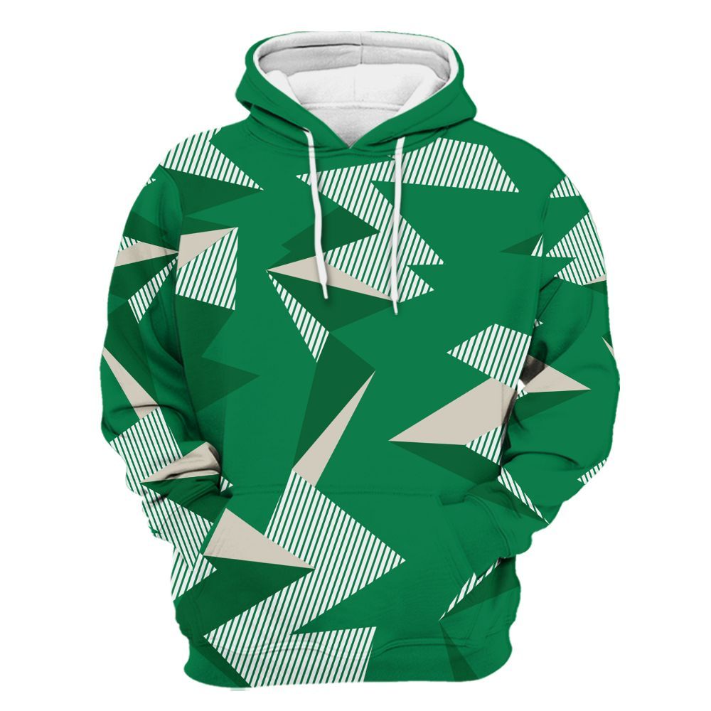 Hoodie To Match Lucky Green 2s - Geometric Camouflage Pattern All Over Print
