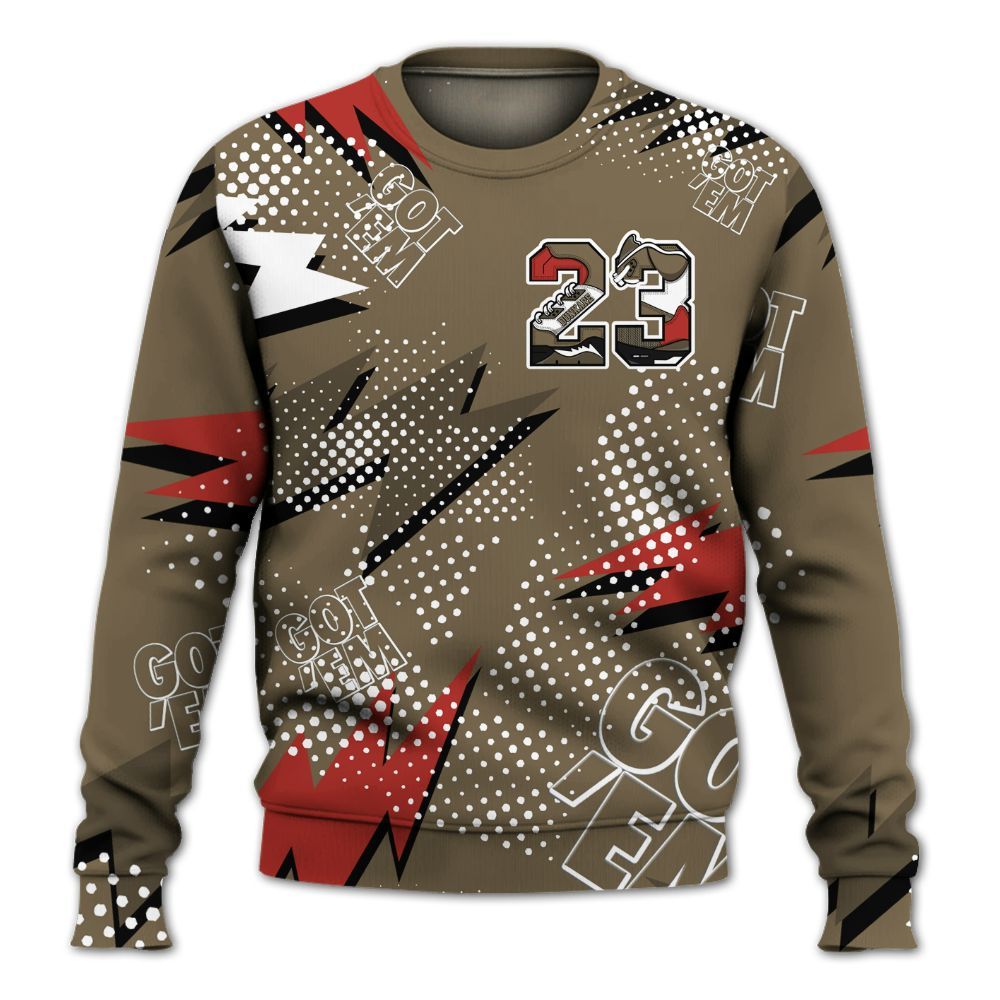 Sweatshirt To Match Olive 9s - Custom Name Number 23 5s All Over Print