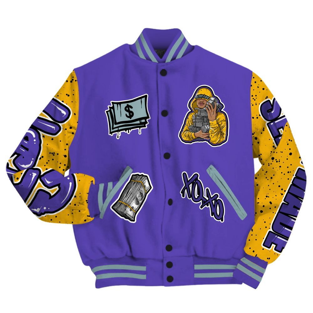 Varsity Jacket To Match Imperial Purple 4s - Selfmade Unique All Over Print