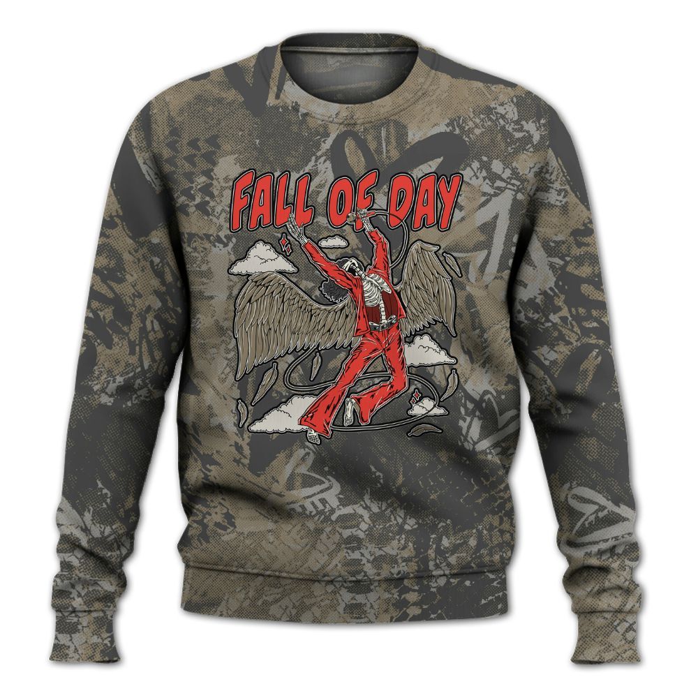 Sweatshirt To Match Olive 9s - Fall Of Days Skeleton Heart All Over Print