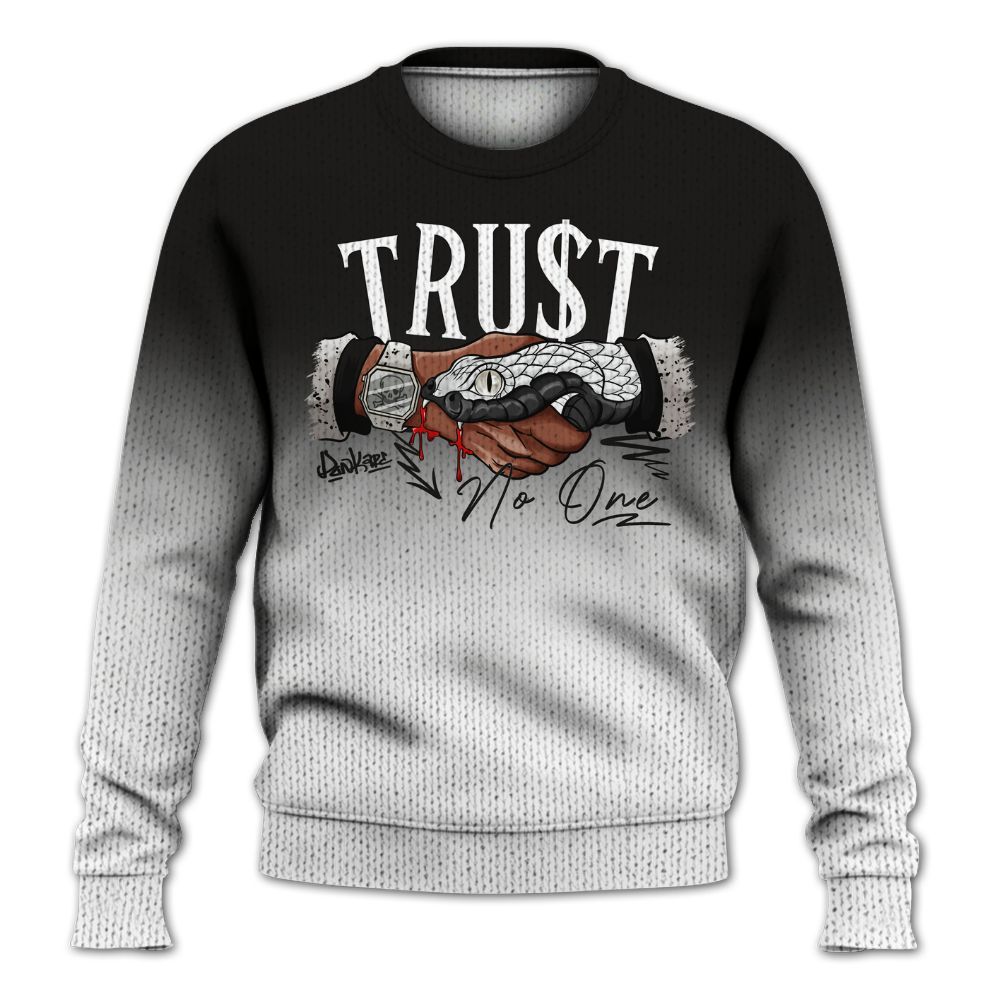 Knitted Sweater To Match Retro Reverse Metallic 5s - Trust No One Drip Graphic