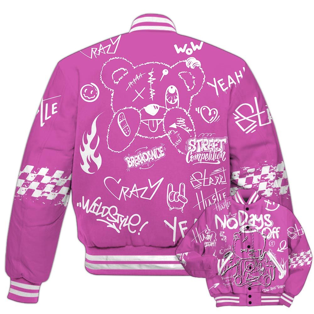 Varsity Jacket To Match Hyper Violet 4s - No Days Off Retro Varsity Jacket Outfit
