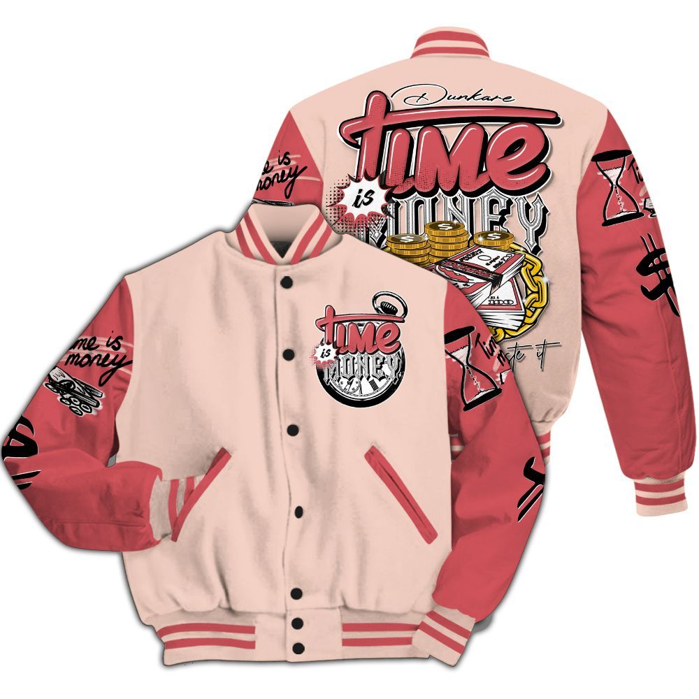 Varsity Jacket To Match Washed Coral 2s Varsity Jacket, Time Is Money All Over Print