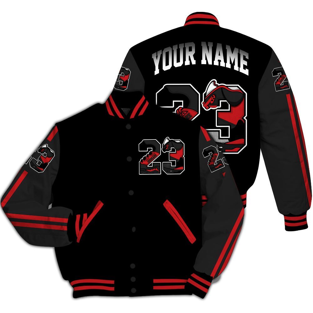 Varsity Jacket To Match Bloodline 12s - Custom Name Number 23 5s All Over Print