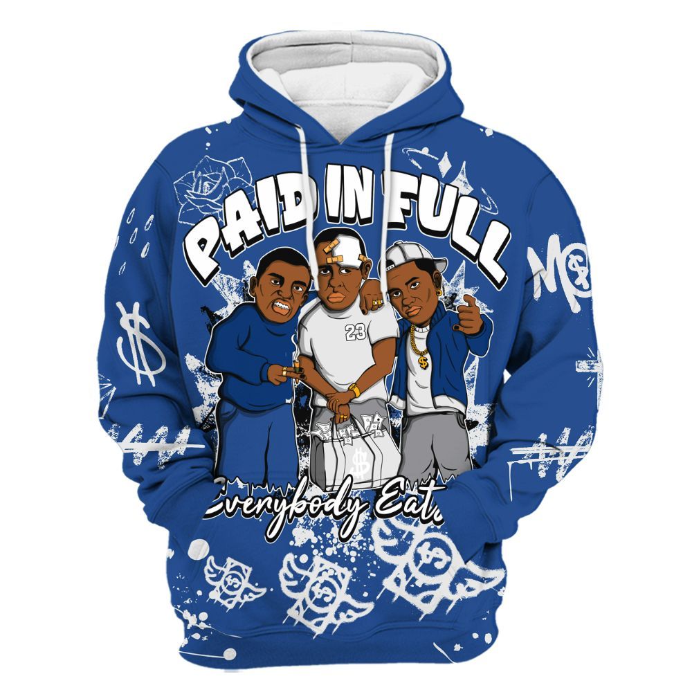 Hoodie To Match High OG True Blue 1s - Everybody Paid In Full Crayon All Over Print