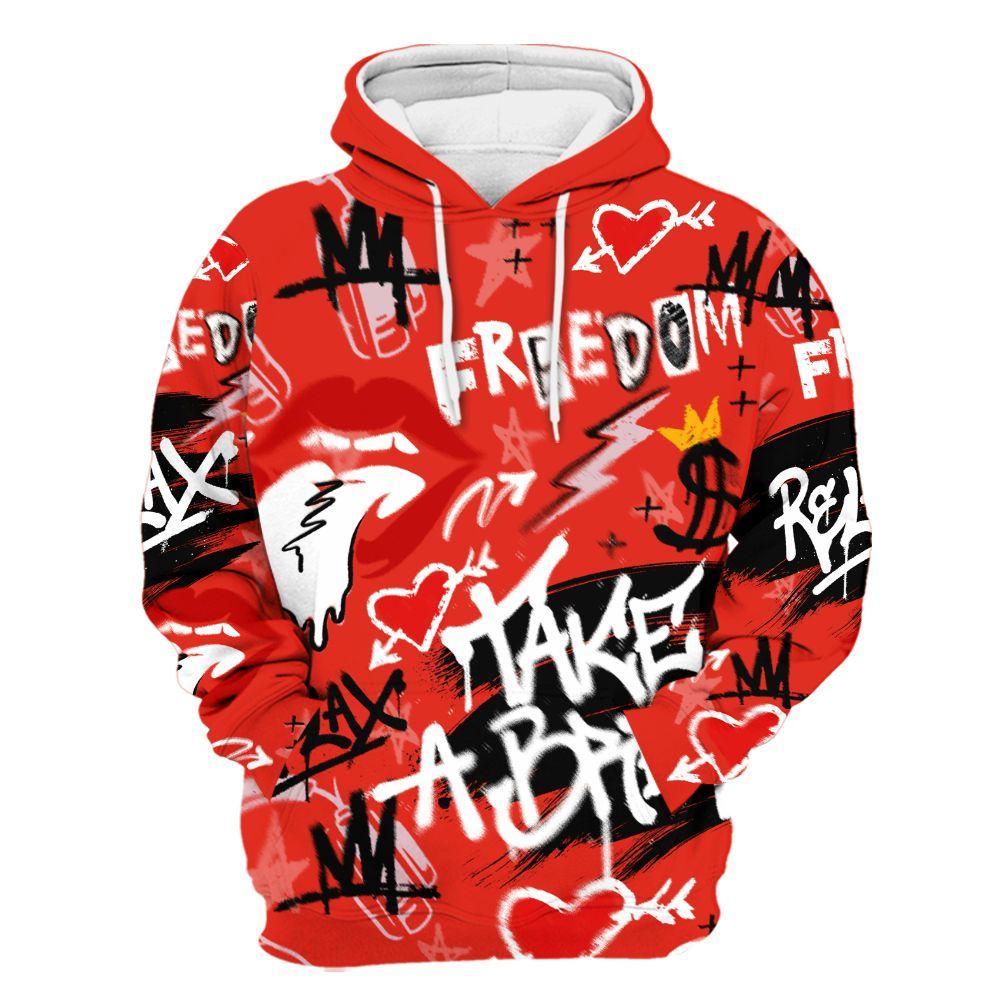 Hoodie To Match Air Force 1 Low GS Valentine's Day - Take Break Freedom Graffiti Streetwear All Over Print