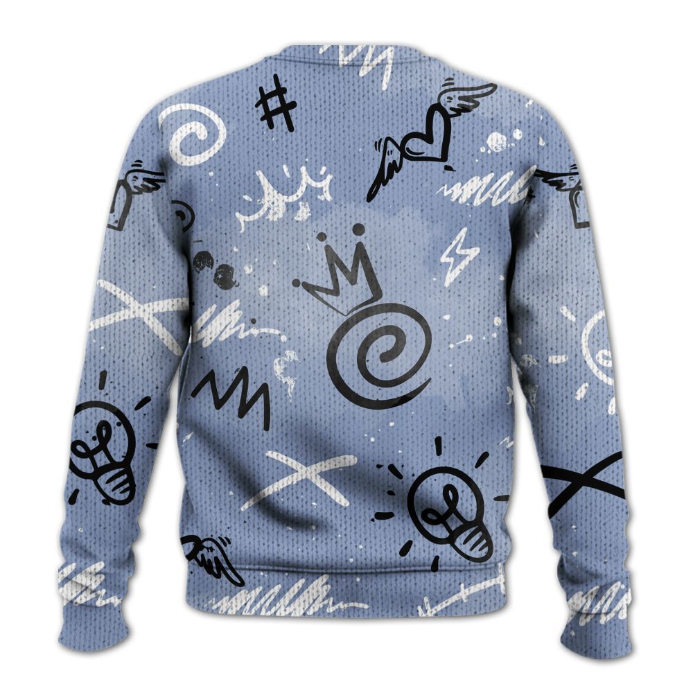 Knitted Sweater To Match Retro Blue Grey 13s - Drip Been Di2ferent