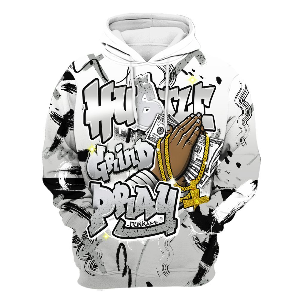 Hoodie To Match Retro White Oreo 4s - Money Hustle Grind Pray All Over Print