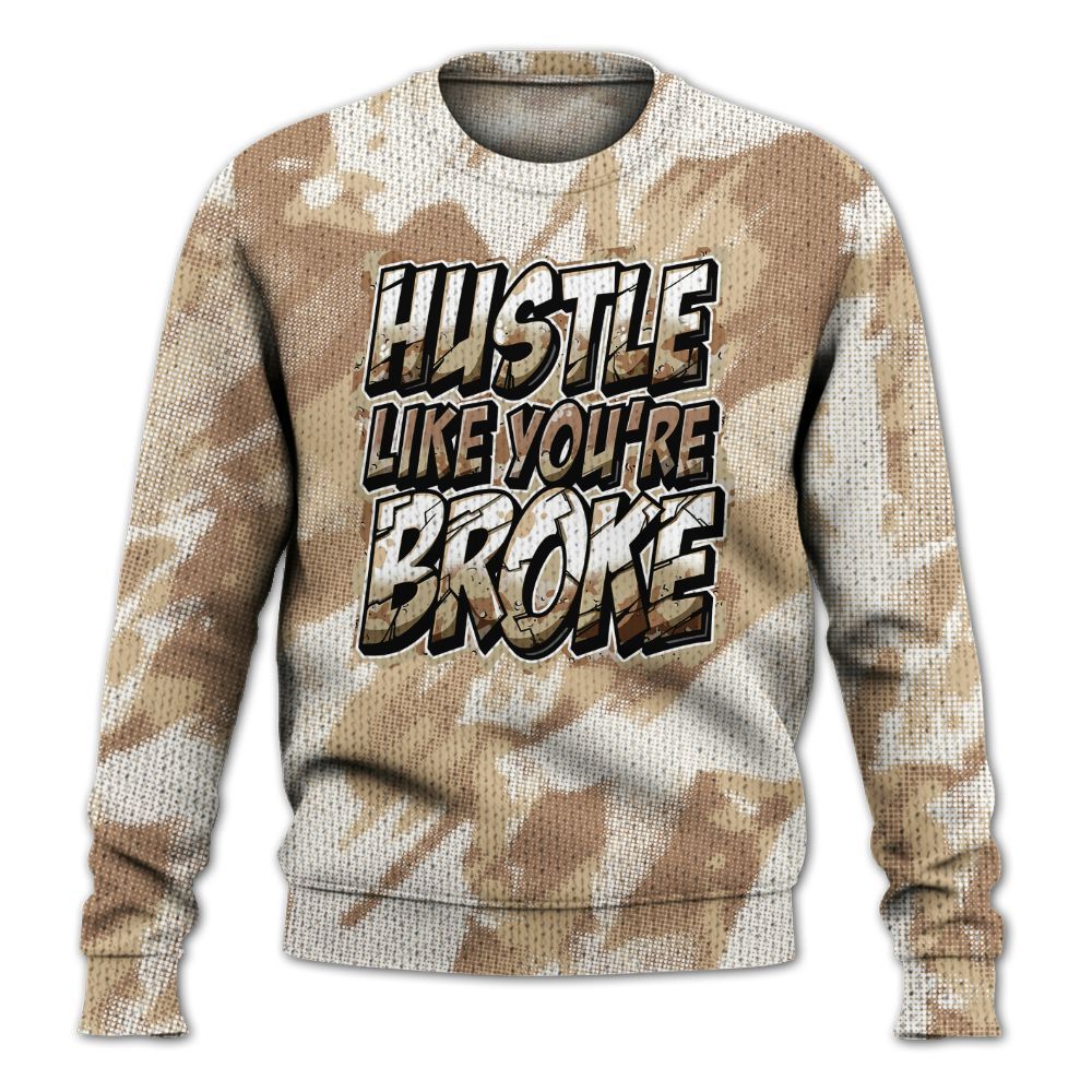 Knitted Sweater To Match Desert Camo 3s - Hustles Like Broke Abstract