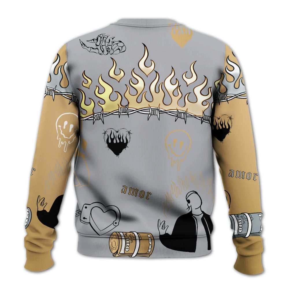 Sweatshirt To Match Retro High OG Cool Grey 1s - Snake Trust No One All Over Print