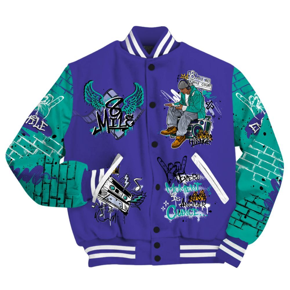 Varsity Jacket To Match Retro Grape 5s - 8Mile Movie Graffiti All Over Print