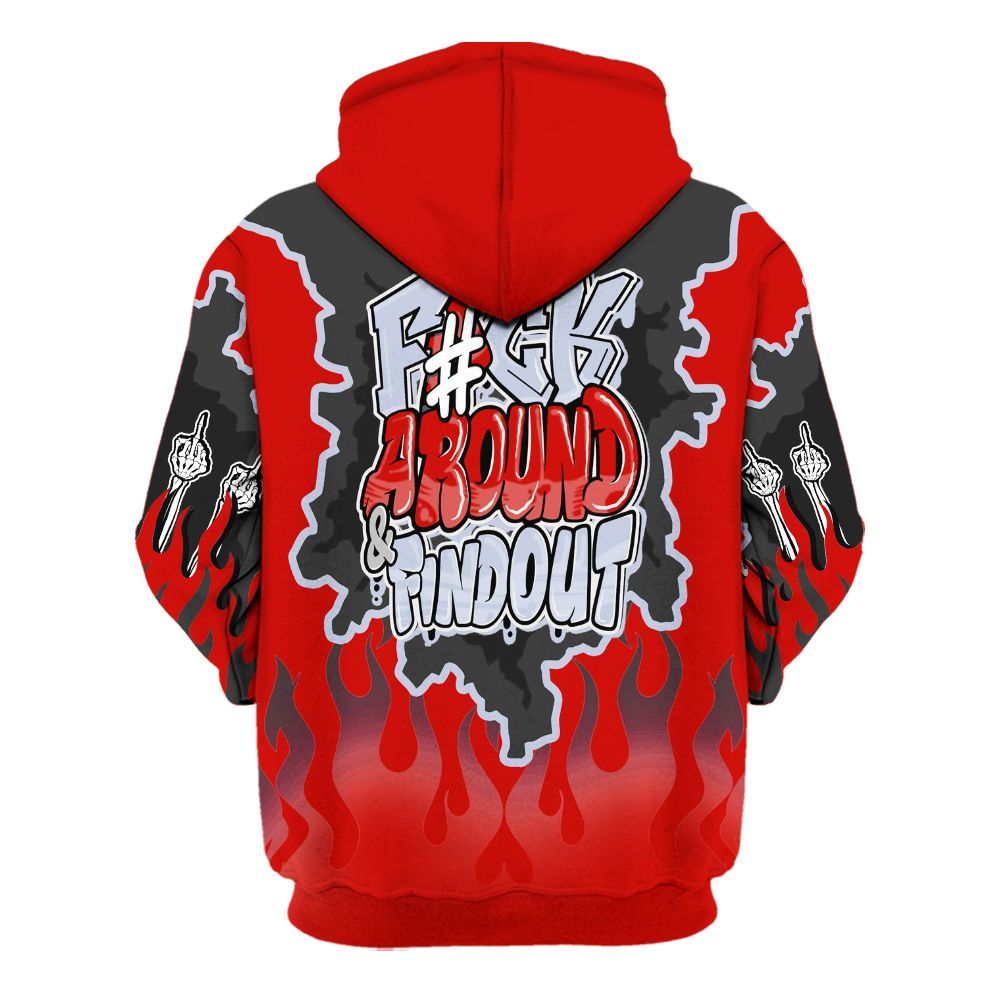 Hoodie To Match Fire Red 6s - F Around Find Out Graphic Trapped All Over Print