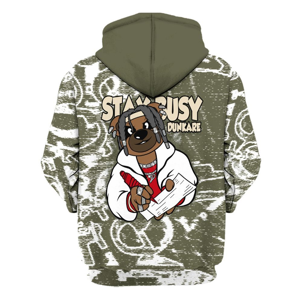 Hoodie To Match Low OG Medium Olive 1s - Maintain Activity Bear Avant-Garde All Over Print