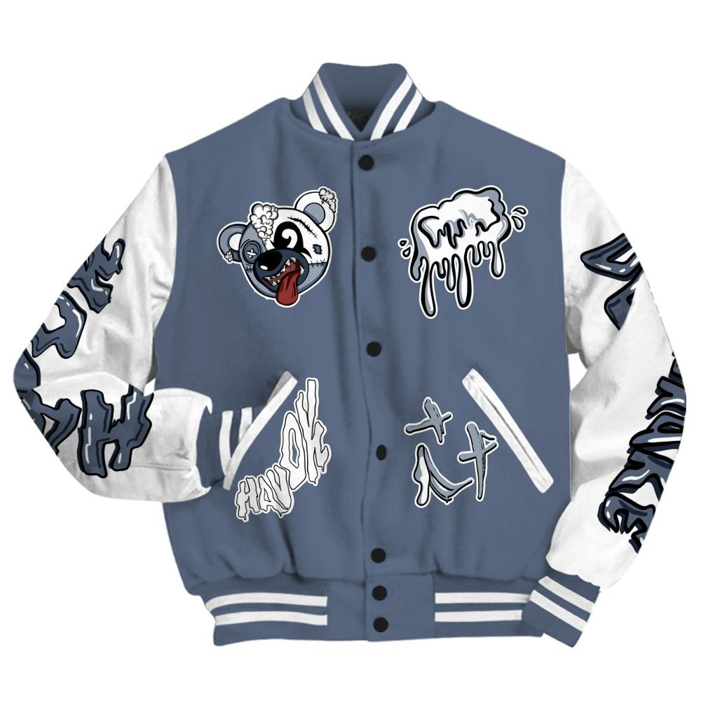 Varsity Jacket To Match Low Diffused Blue 11s - Havok Bear All Over Print
