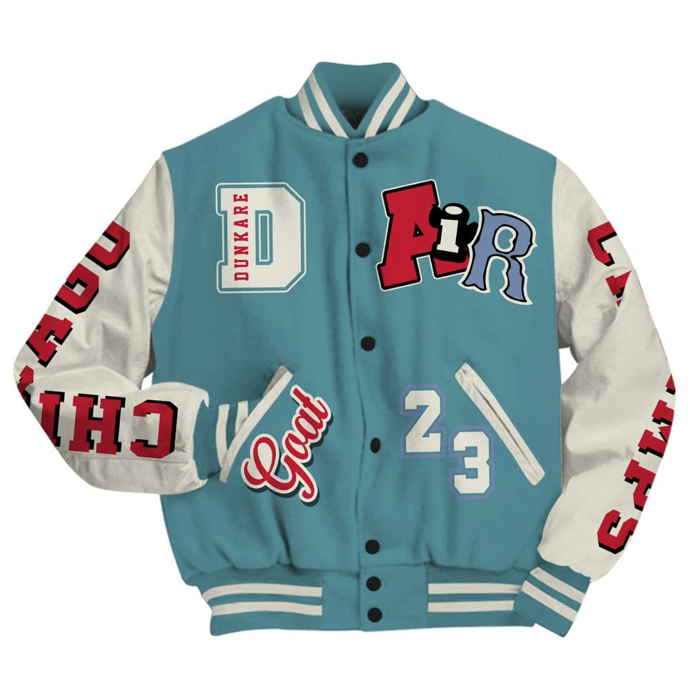 Varsity Jacket To Match Dunk Low Denim Turquoise Royal - AIR Number 23 GOAT All Over Print