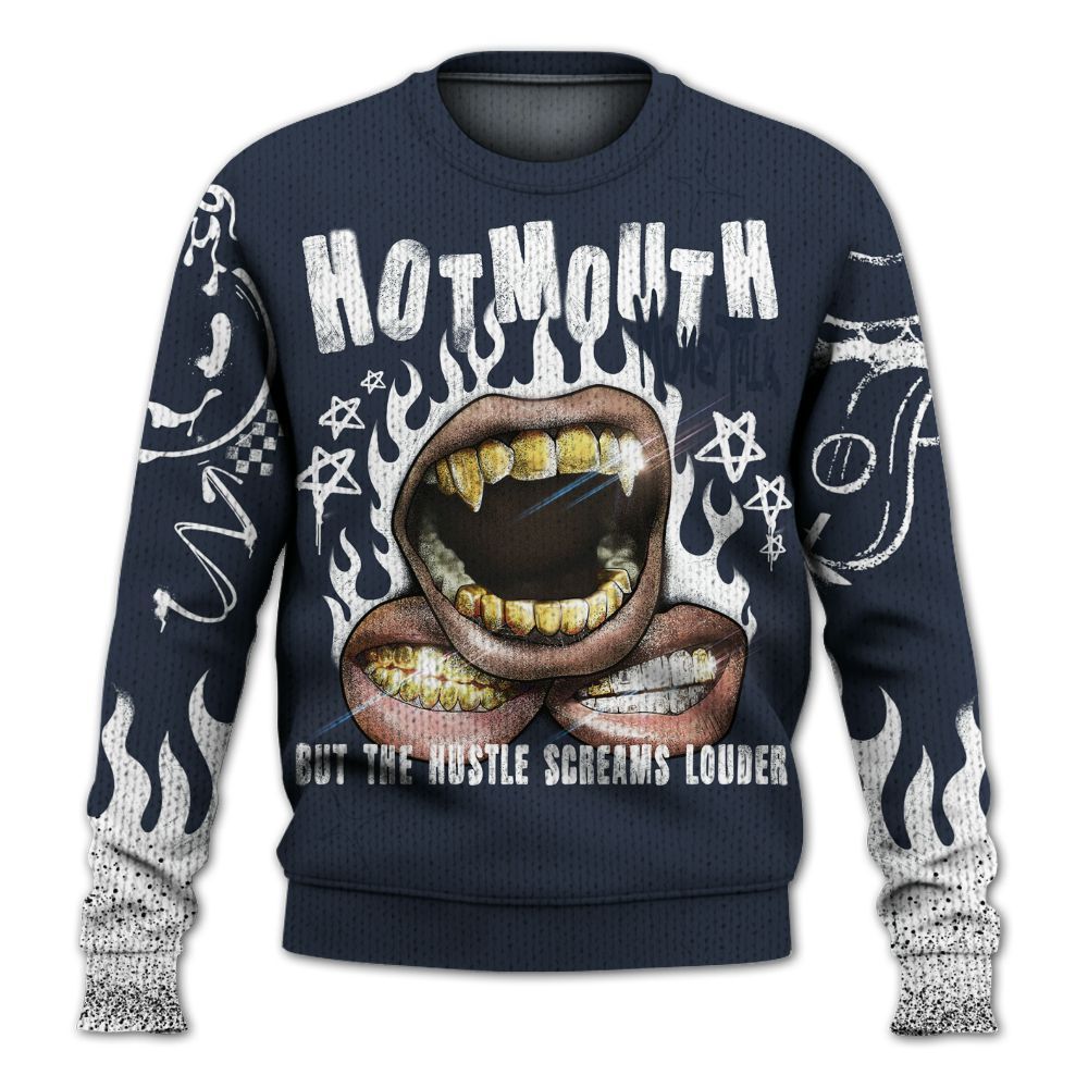Knitted Sweater To Match Retro Obsidian 13s - Mouth Burning Street Style