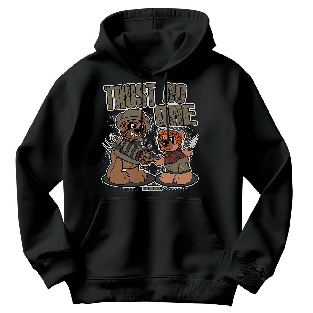Sweatshirt To Match Olive 9s - Trust No One Bear Graphic