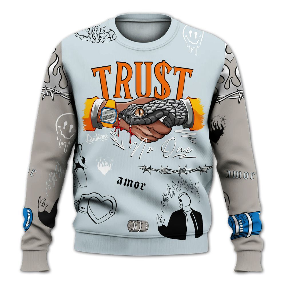 Sweatshirt To Match Retro High OG Alaska 1s - Snake Trust No One All Over Print