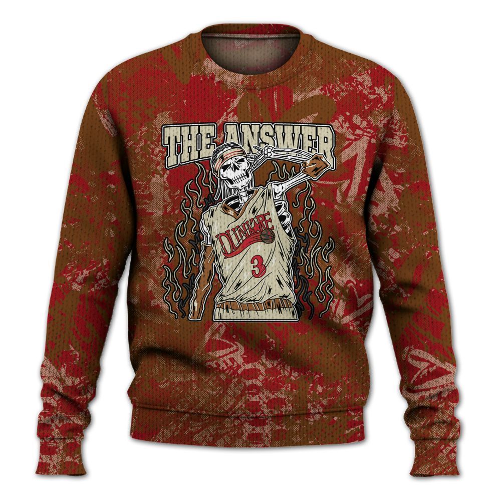 Knitted Sweater To Match Archaeo Brown 5s - Allen Answer Skeleton Heart