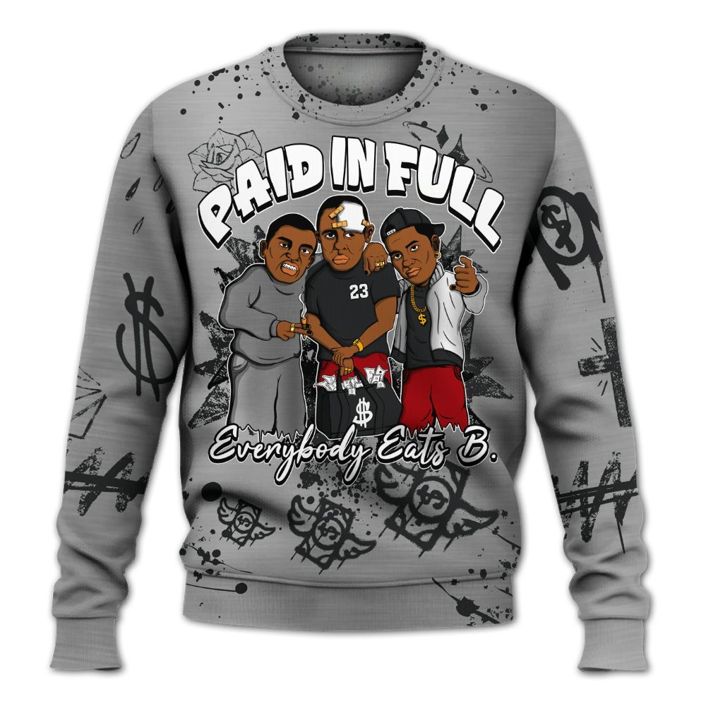 Sweatshirt To Match Metallic Silver 14s - Everybody Paid In Full Crayon All Over Print