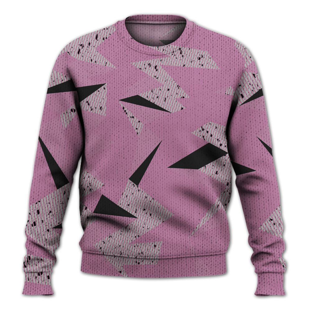 Knitted Sweater To Match Neutral Grey Black White Orchid 4s - Geometric Camouflage Pattern