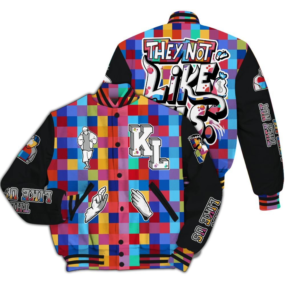 Varsity Jacket To Match Air Rainbow Weave - Dislike Us Graphic All Over Print