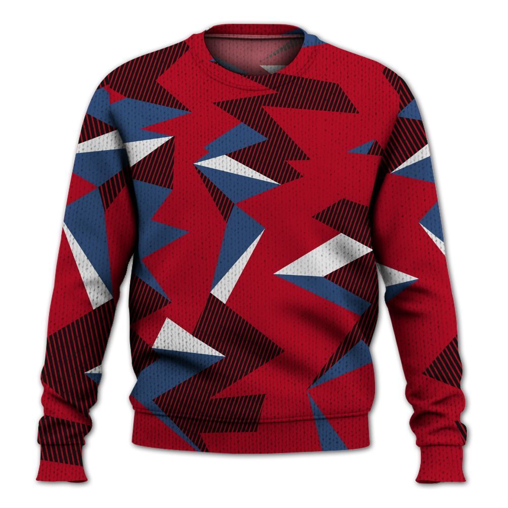 Knitted Sweater To Match Air Griffey Max Black Red Navy Blue 1s - Geometric Camouflage Pattern