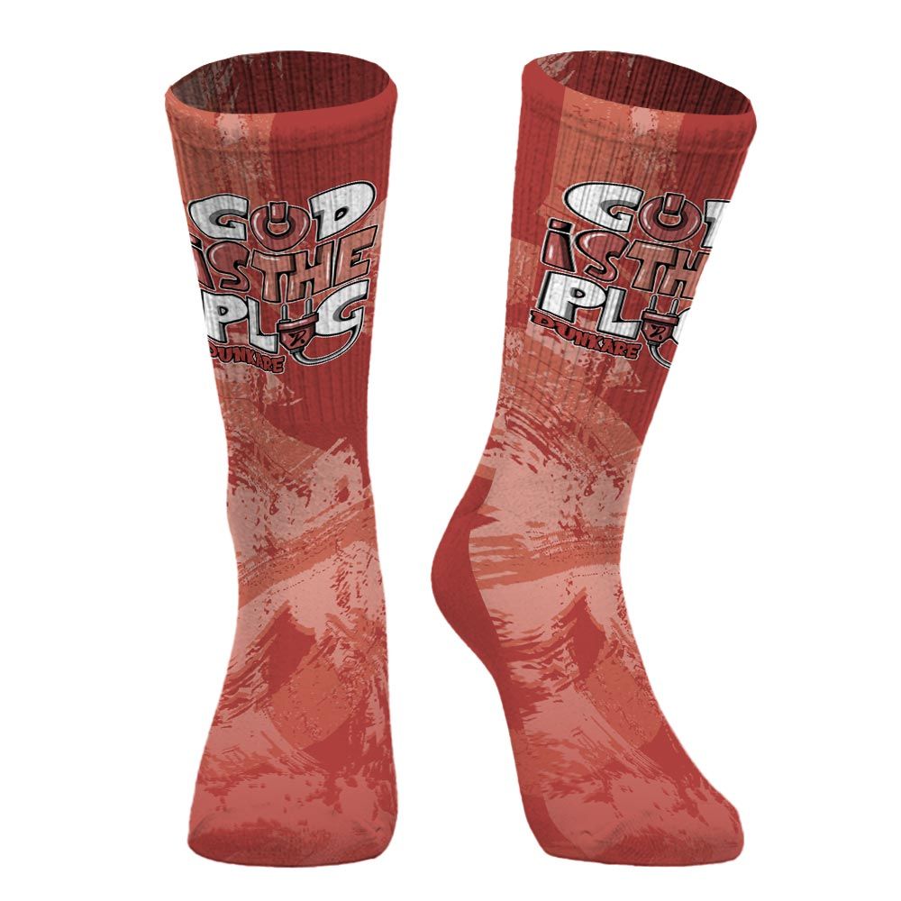 Sock To Match Dune Red 13s - God Is The Power Cord Circle Splash