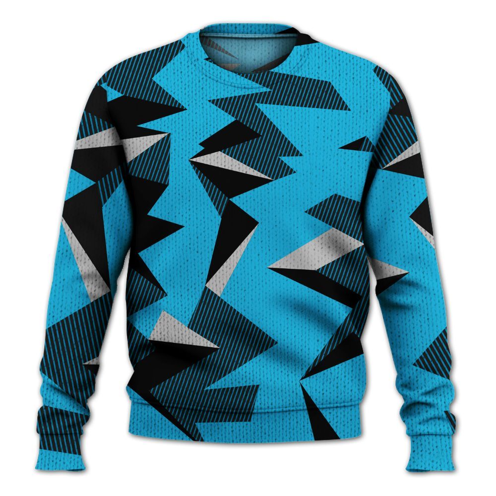 Sweater To Match Black University Blue 2026 14s - Geometric Camouflage Pattern Graphic