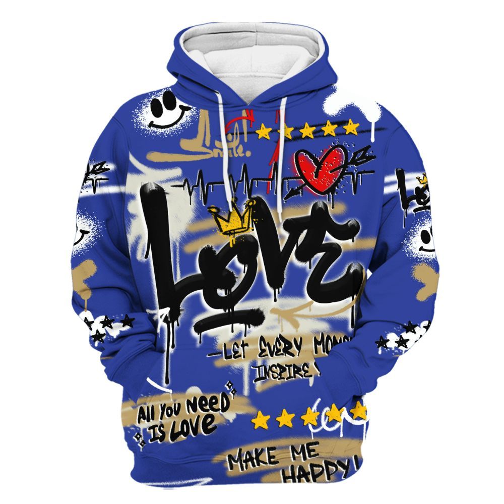 Hoodie To Match Air 180 Concord - Happy Love Beats Graffiti Streetwear All Over Print