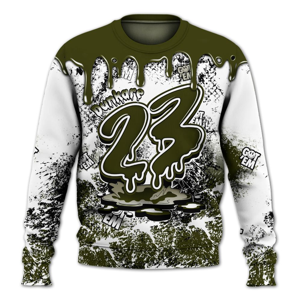 Dunkare Dunk Low Pale Ivory Cargo Khaki Shirt, Dripping 23 Drip All Over Print Unisex Sweatshirt