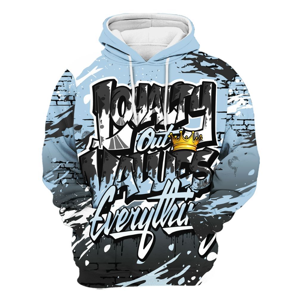Hoodie To Match Foamposite One Psychic Blue - Values Of Loyalty All Over Print